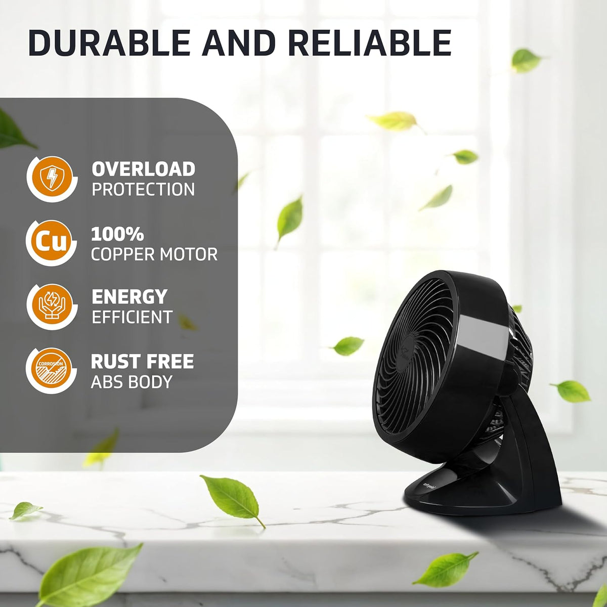 V-Guard Spinny Pro 180 mm Table & Wall Fan|ABS Body| 30 W|Black