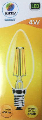 wipro Garnet Base E14 4-Watt LED Bulb (Pack of 3, Yellow)