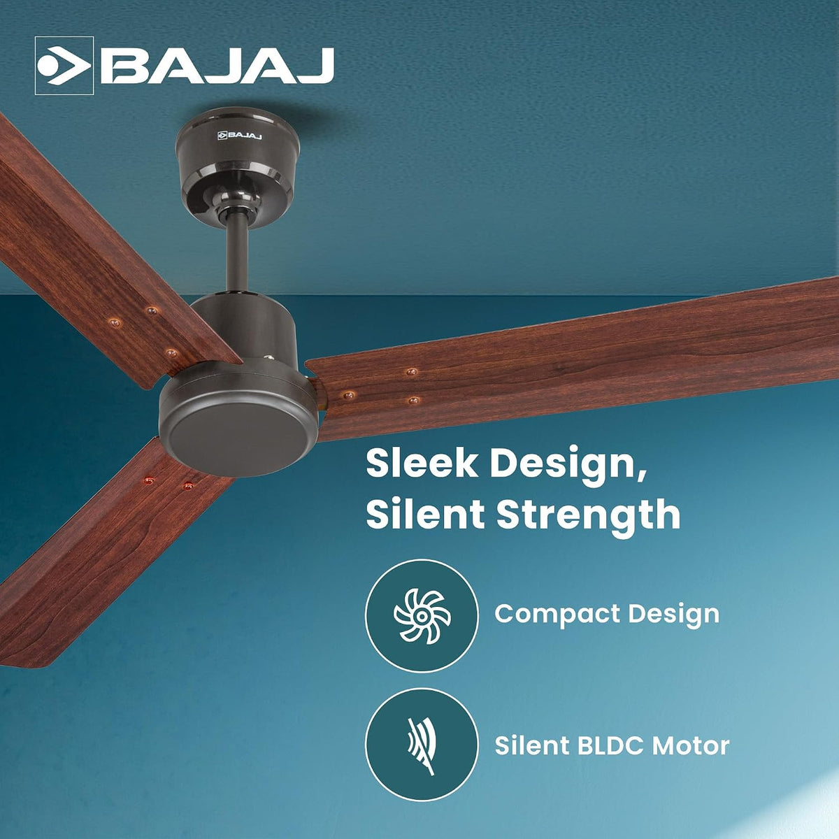 Bajaj Classico Sleek Wood 5S 1200mm Ceiling Fan with Remote | BEE 5 Star Rated Energy Efficient |