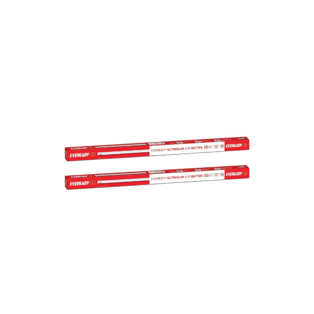 EVEREADY Ultraslim 10W LED Batten, Cool Day Light (6500K), Stylish, Energy-Efficient & Durable Lighting Solution, Pack of 2