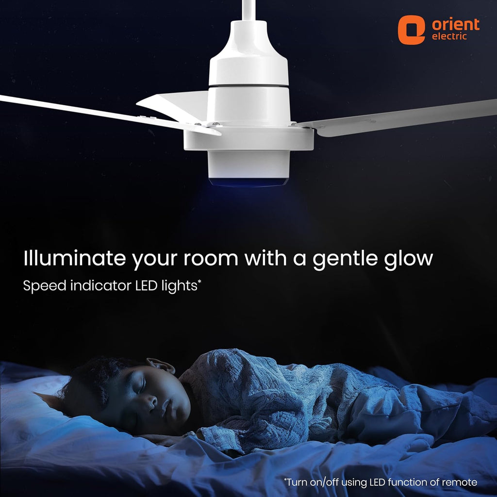 Orient Electric Uniquely Designed I Tome Pro 1200 mm BLDC Ceiling Fan with Remote | LED Indicator Lights, BEE 5 Star Rated Energy Efficient Fan | High Air Delivery, 3 Years Warranty by Orient - White
