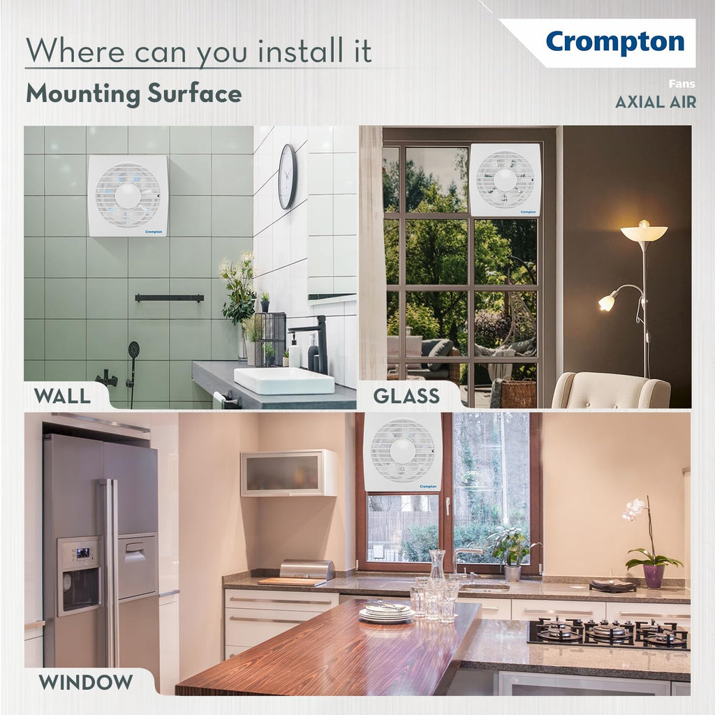 Crompton Axial Air High-Speed Plastic Exhaust/Ventilation Fan (150 mm/6 Inches, White, Pack of 1)