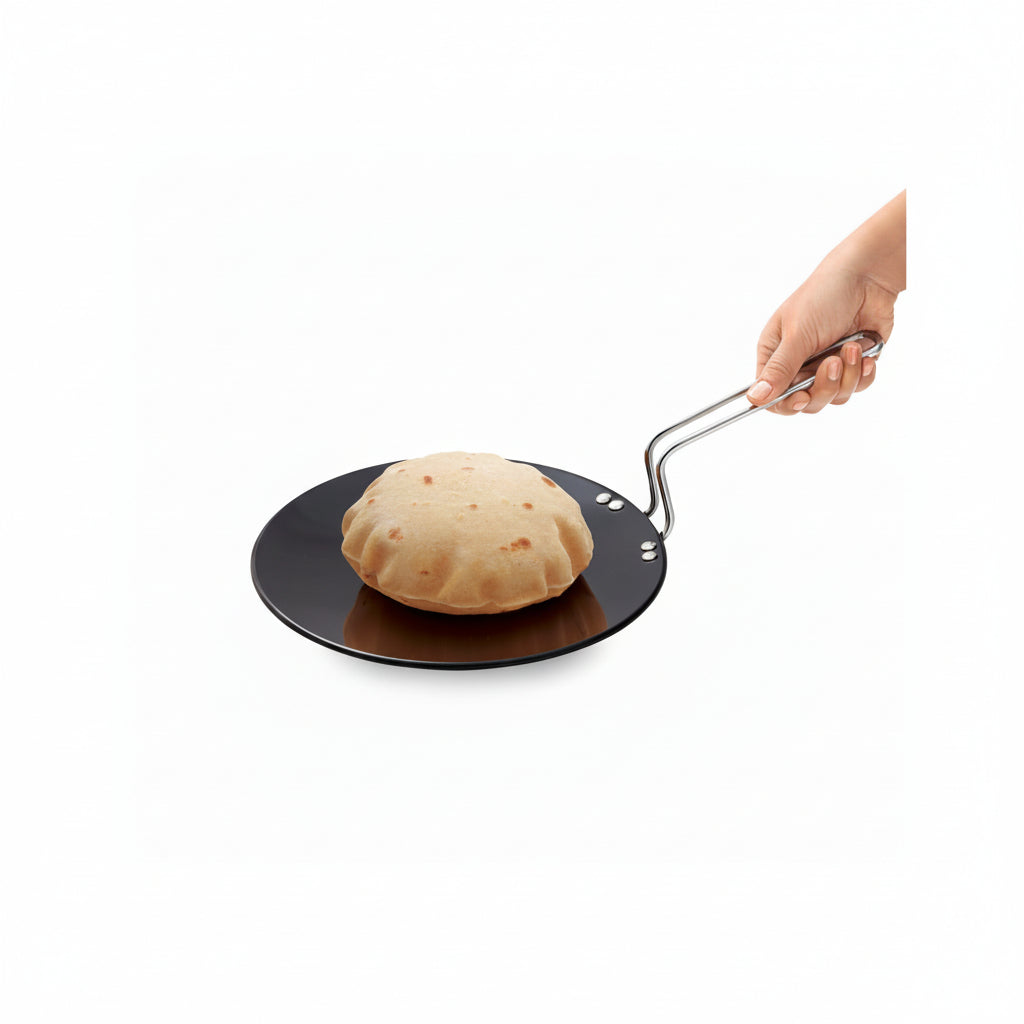 Hawkins Futura 24 cm Roti Tava, Hard Anodised Tawa, Induction Tawa, Black (IART24)