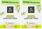 Pee Safe Organic Cotton Biodegradable Sanitary Pads – 14 Regular + 18 Overnight Pads Quarterly Pack and 10 Overnight Pads Pack – Anti-Bacterial, Absorbent,...