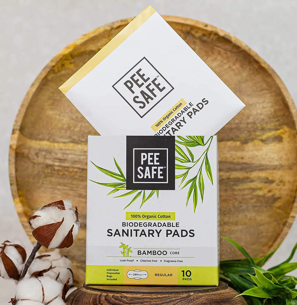 PEESAFE 100% Organic Cotton Biodegradable Sanitary Pads, Regular|Anti-Bacterial|Superb Absorbency|Long Lasting Protection|Skin Friendly|Comfortable &...