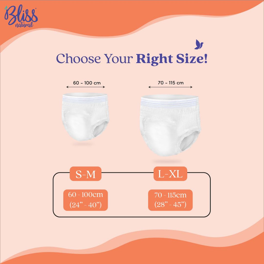 BLISSNATURAL Maternity Diapers for Women Pack of 10 | Waist Size 28"- 45" (L-XL) |