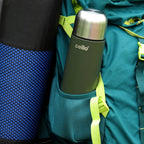 Cello Duro Tuff Steel Series Flip Flask with Jacket | Hot and Cold Stainless Steel Water Bottle | Durable DTP Coating |Vacuum Insulated Bottle for Travel, Home, Office, School | 1000 ml, Green