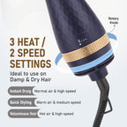 Vega Pro Volumizer Hair Blow Dryer Brush, 3 in 1 Hot Air Brush, 360° Airflow Vent, 2 in1 Quick Drying & Styling, 3 Heat/2 Speed Settings, Hair Dryer...