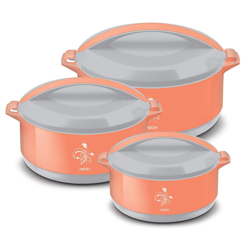MILTON Divine Jr. Inner Stainless Steel Serving Casserole Gift Set of 3 (430 ml, 830 ml, 1400 ml)