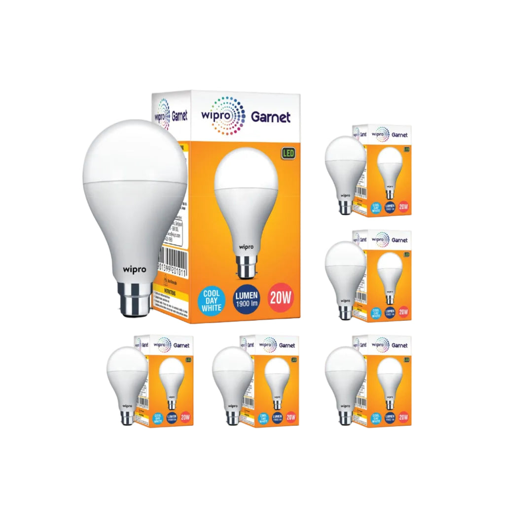wipro Garnet Base B22 20-Watt LED Bulb (White) - Pack of 6