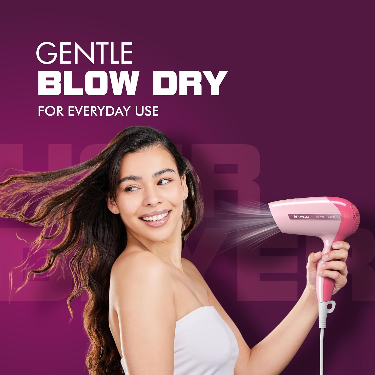 Havells 1200W Powerful Hair Dryer|Overheat Protection|2 Heat Settings (Hot/Warm)|Hd1903-1200 Watts