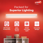 EVEREADY Ultraslim 10W LED Batten, Cool Day Light (6500K), Stylish, Energy-Efficient & Durable Lighting Solution, Pack of 2