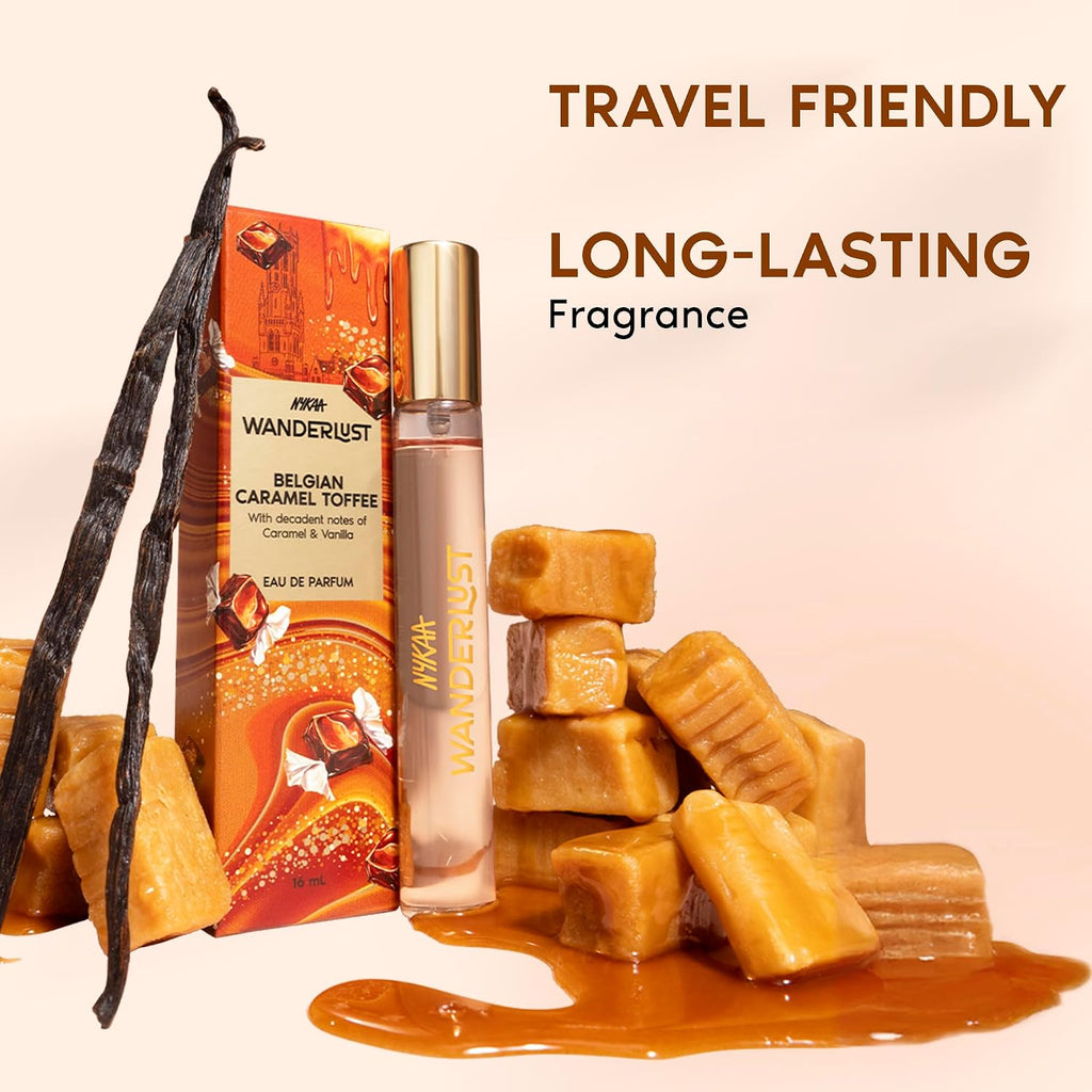 Nykaa Wanderlust Belgian Caramel Toffee Eau De Parfum I Travel size, mini Perfume for Women – 16 ml I Caramel & Vanilla Perfume | Long–Lasting,...
