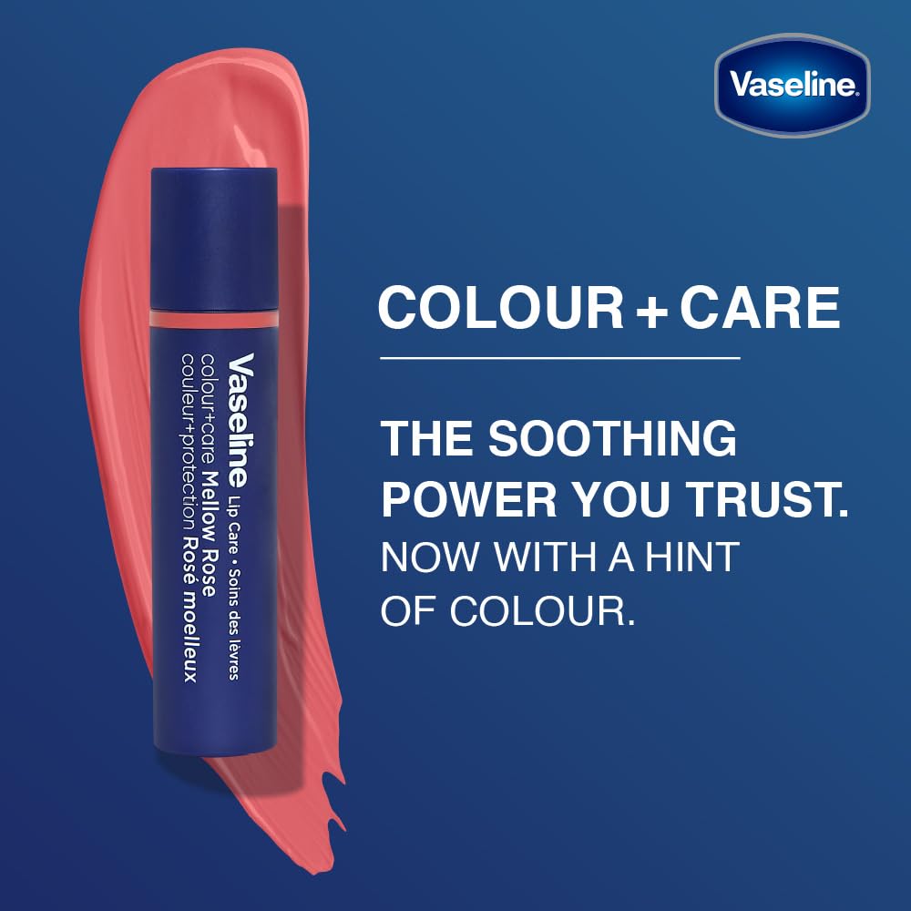 Vaseline Lip Care | Colour+Care Mellow Rose Tinted Lip Balm Stick | up to 24Hr* moisturization | with manuka honey | 3g