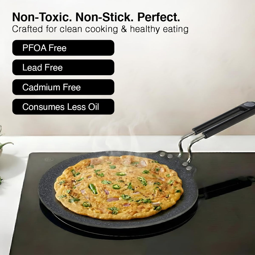 Prestige Durastone Hard Anodised Non-Stick Dosa Tawa 30cm|6 Layers Extra Durable Stone Coating|