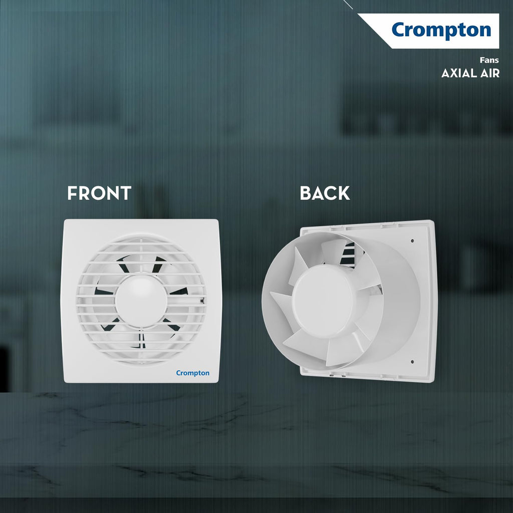 Crompton Axial Air High-Speed Plastic Exhaust/Ventilation Fan (150 mm/6 Inches, White, Pack of 1)