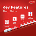 EVEREADY Ultraslim 10W LED Batten, Cool Day Light (6500K), Stylish, Energy-Efficient & Durable Lighting Solution, Pack of 2