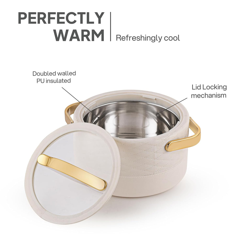 CELLO Velvetto Deluxe 2500 Insulated Casserole Hot Box for Kitchen 2500 ml, Cream |