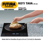 Hawkins Futura 24 cm Roti Tava, Hard Anodised Tawa, Induction Tawa, Black (IART24)