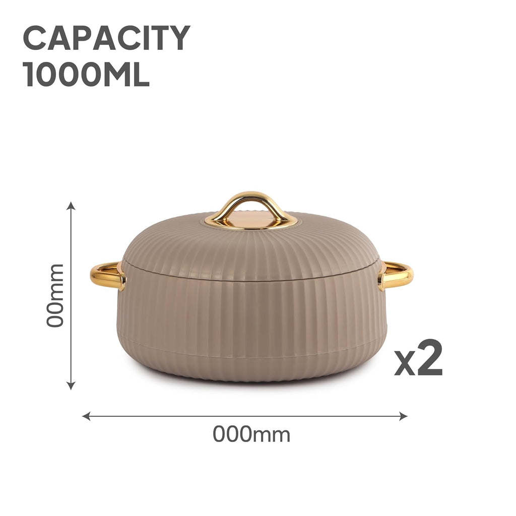 CELLO Aurum Insulated Casserole Hot Pot Box Set of 2 Pcs 1000ml Beige |