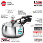 Hawkins Contura 1.5 Litre Stainless steel Pressure Cooker | Curved Body | Induction Compatible | Ideal for 1 2 persons | ISI Certified | Guaranteed for 5...