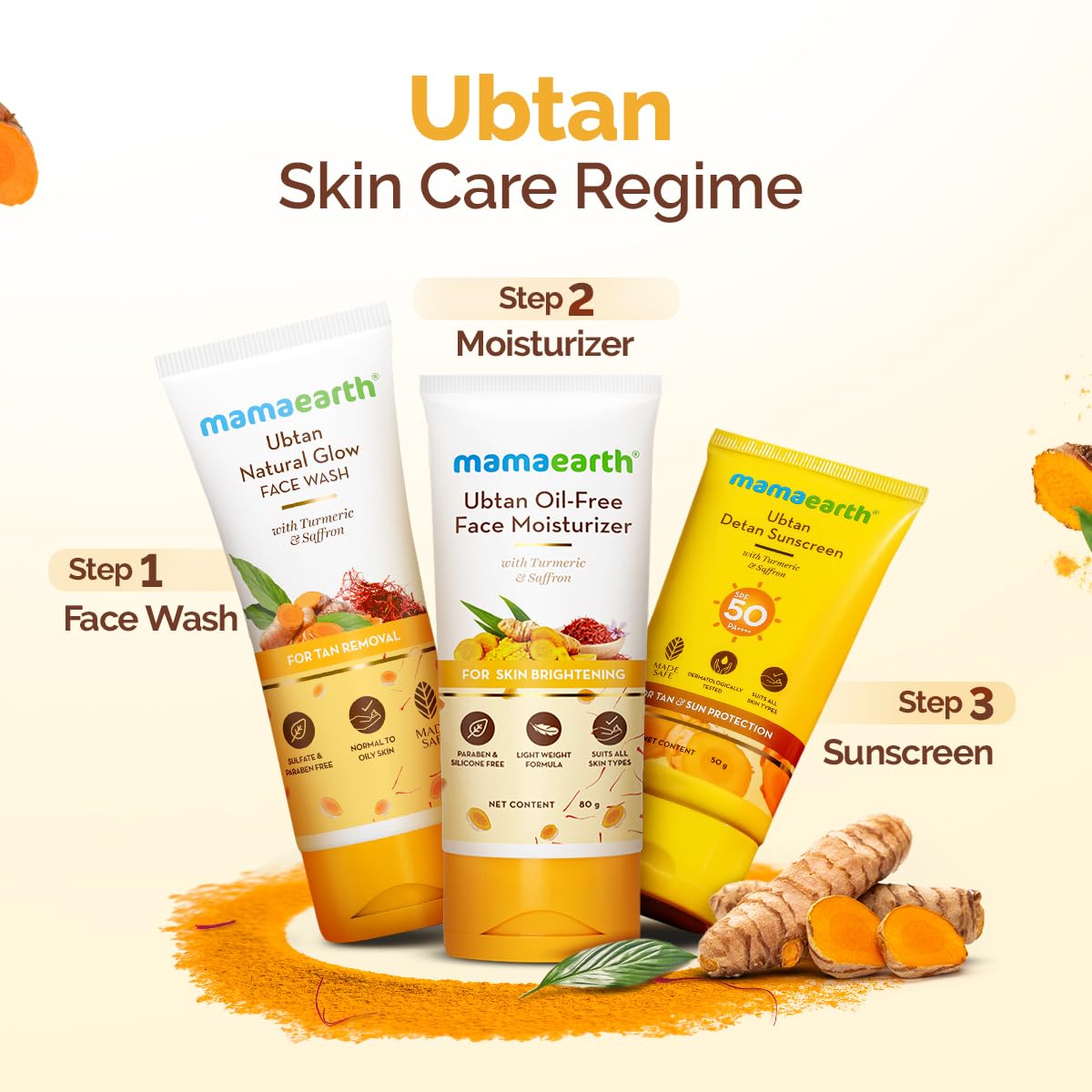 Mamaearth Ubtan Natural Glow Face Wash with Turmeric & Saffron for Tan Removal – 200 ml