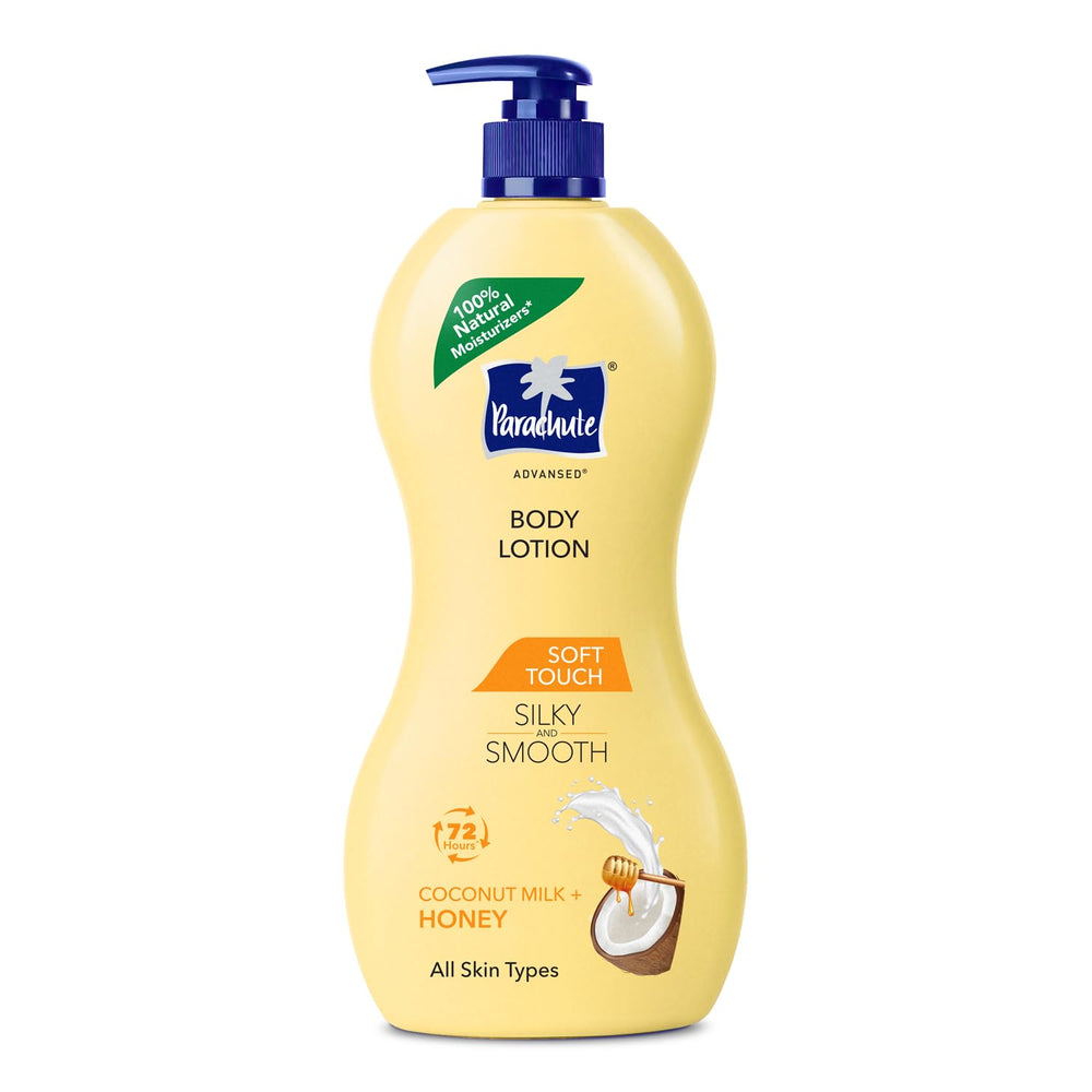 Parachute Advansed Soft Touch Body Lotion for Women & Men, All Skin types, 600ml | Pure Coconut Milk & Honey, 100% Natural, 72h Moisturisation