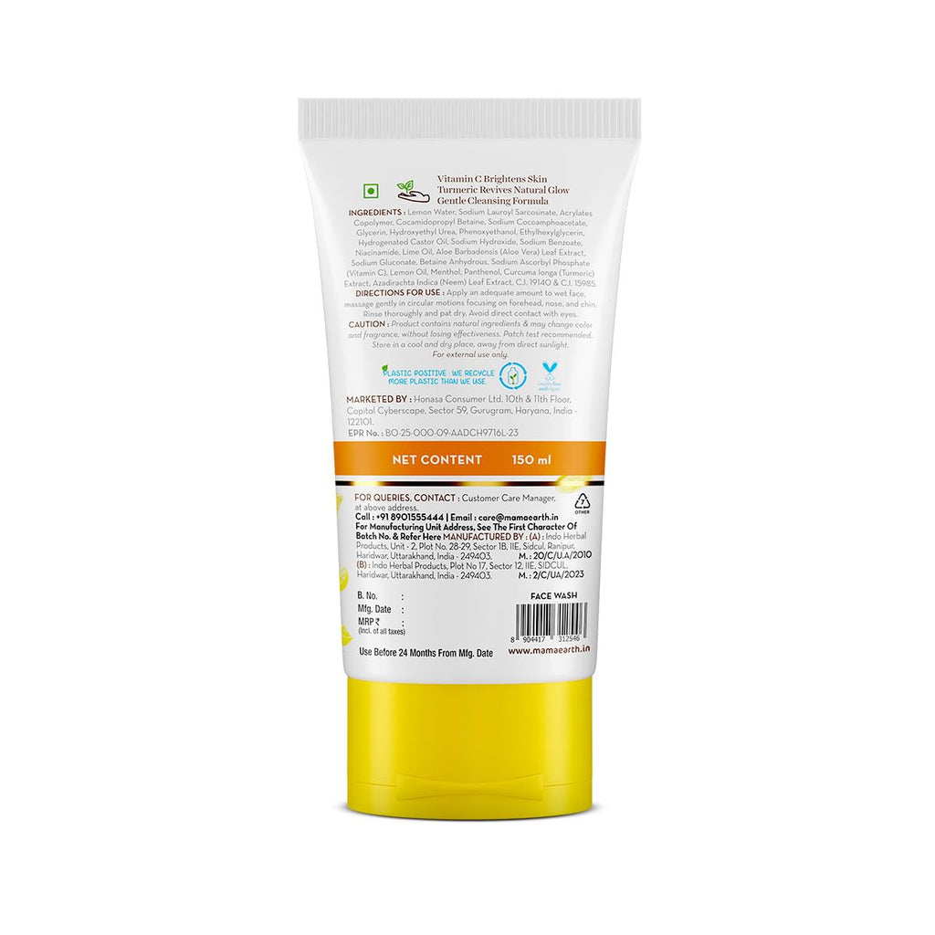 Mamaearth Vitamin C Face Wash with Vitamin C and Turmeric for Skin Illumination - 150ml