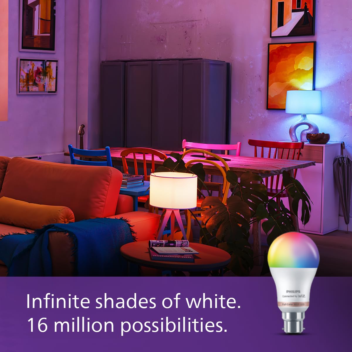 PHILIPS WiZ Neo 12W B22 Wi-Fi & Bluetooth LED Smart Bulb with Music Sync, Compatible with Amazon Alexa & Google Assistant, 16 Million Colours &..