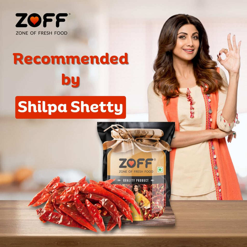 Zoff Red Chilly Whole - Sukhi Lal Mirch Whole - Natural & Hand-Picked - Net Weight – 500g