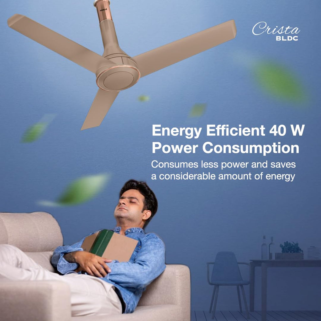 Havells 1200mm Crista Bldc Motor Ceiling Fan|Premium Finish With Rf Remote,100% Copper,Upto 60% Energy Saving|Low Noise: 55Db,2 Year Warranty,Dust...