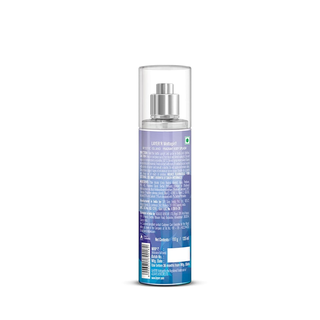 Layer'r Wottagirl Mystic Island Body Splash for Women 135ml | Long-lasting body splash with apple, pear & sandalwood notes. Fresh tropical fragrance...