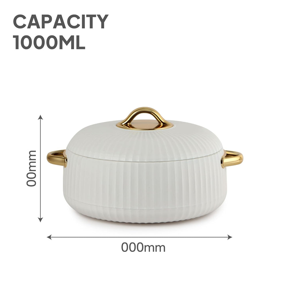 CELLO Aurum Insulated Casserole Hot Pot Box Set of 2 Pcs 1000ml White |