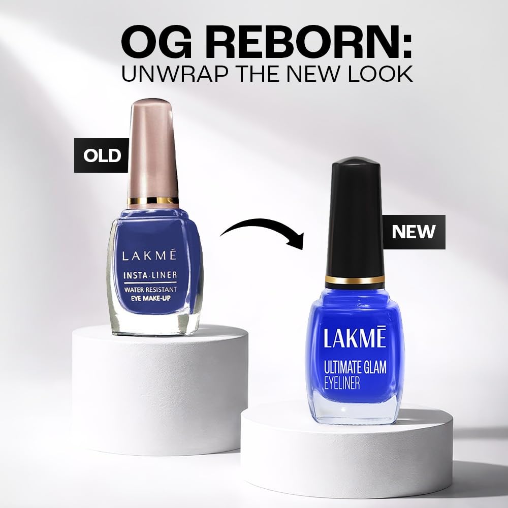 Lakme Ultimate Glam Eye Liner, Semi Matte, Quick drying, Water resistant & Smudgeproof Eye Liner, Blue, 9ml