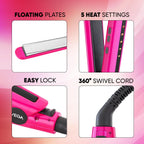Vega Trendy Hair Straightener for Men and Women with Ceramic Coated Floating Plates, Temperature Setting