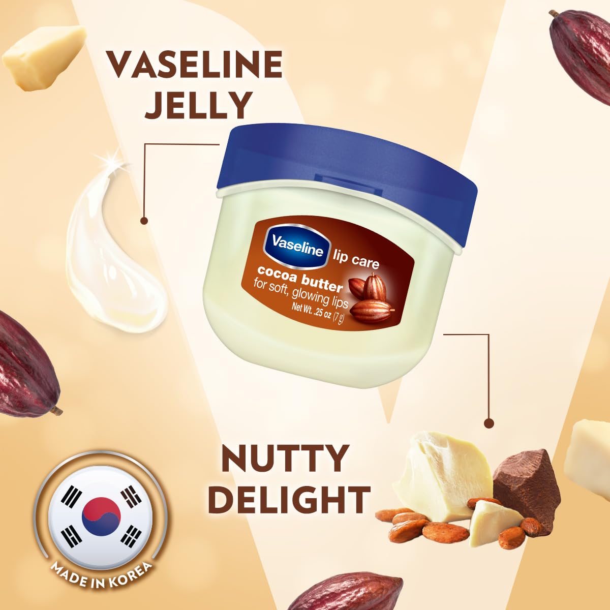 Vaseline Lip Therapy Cocoa Butter | Nourishing Balm for Soft & Glowing Finish | 72Hr Moisturization | Cocoa Butter Fragrance | 7g
