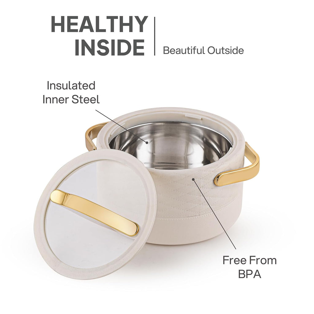 CELLO Velvetto Deluxe 2500 Insulated Casserole Hot Box for Kitchen 2500 ml, Cream |