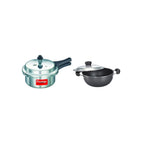 Prestige Non-Induction Aluminium Pressure Cooker and Kadai with Lid