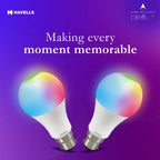 Havells Glamax 12W B22 WiFi LED Smart Bulb with Music Sync Function, Compatible with Amazon Alexa and Google Assistant (16M Colours) (Pack of 2)