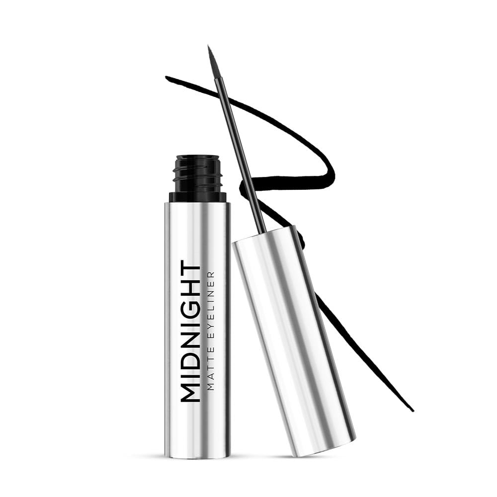 RENEE Midnight Matte Eyeliner, Darkest Black, Long Lasting, Smudge-Proof & Waterproof Formula, One-Swipe-Application with Intense Pigment, Enriched with...