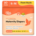 BLISSNATURAL Maternity Diapers for Women Pack of 10 | Waist Size 24"- 40" (S-M) | Pull-Up Pants With Extreme Comfort | Easy to Wear and Remove Diaper |