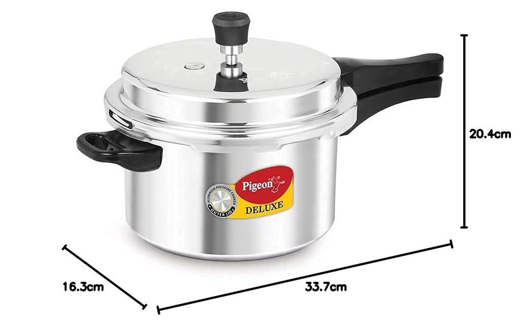 Pigeon by Stovekraft Deluxe Aluminium Pressure Cooker, 3 Litres, Silver