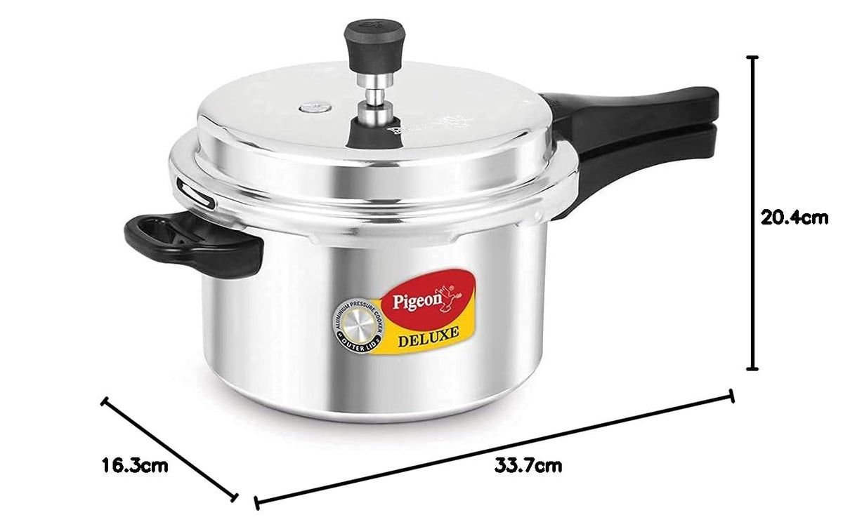 Pigeon by Stovekraft Deluxe Aluminium Pressure Cooker, 3 Litres, Silver
