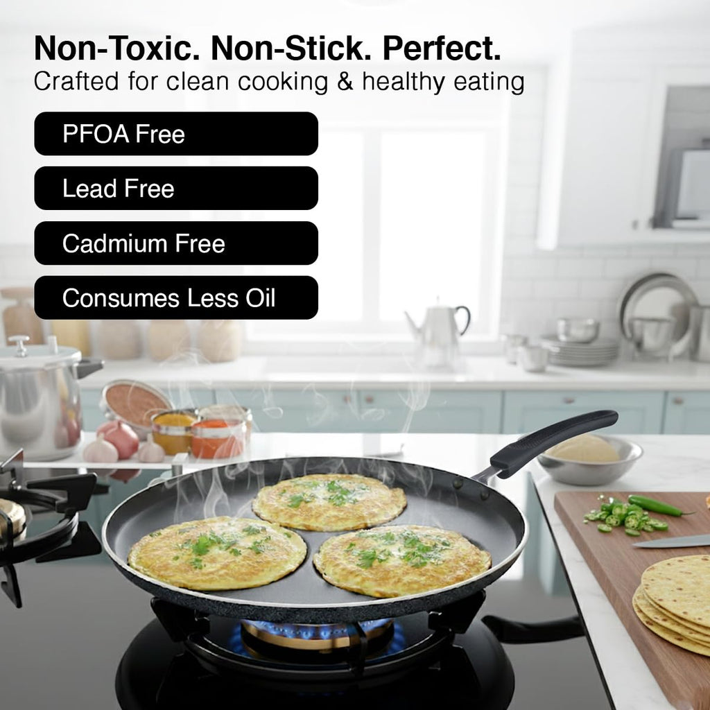 Prestige Omega Select Plus Set Dosa Tawa|Scratch & Abraison Resistant|3 Layers Metal Spoon Friendly Coating|