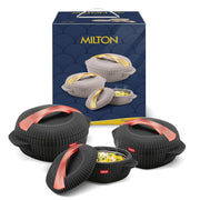 MILTON Oyster Reg. Gift Set PU Insulated Inner Stainless Steel Casserole,Set of 3 (860 ml,1275 ml,1910 ml),Black