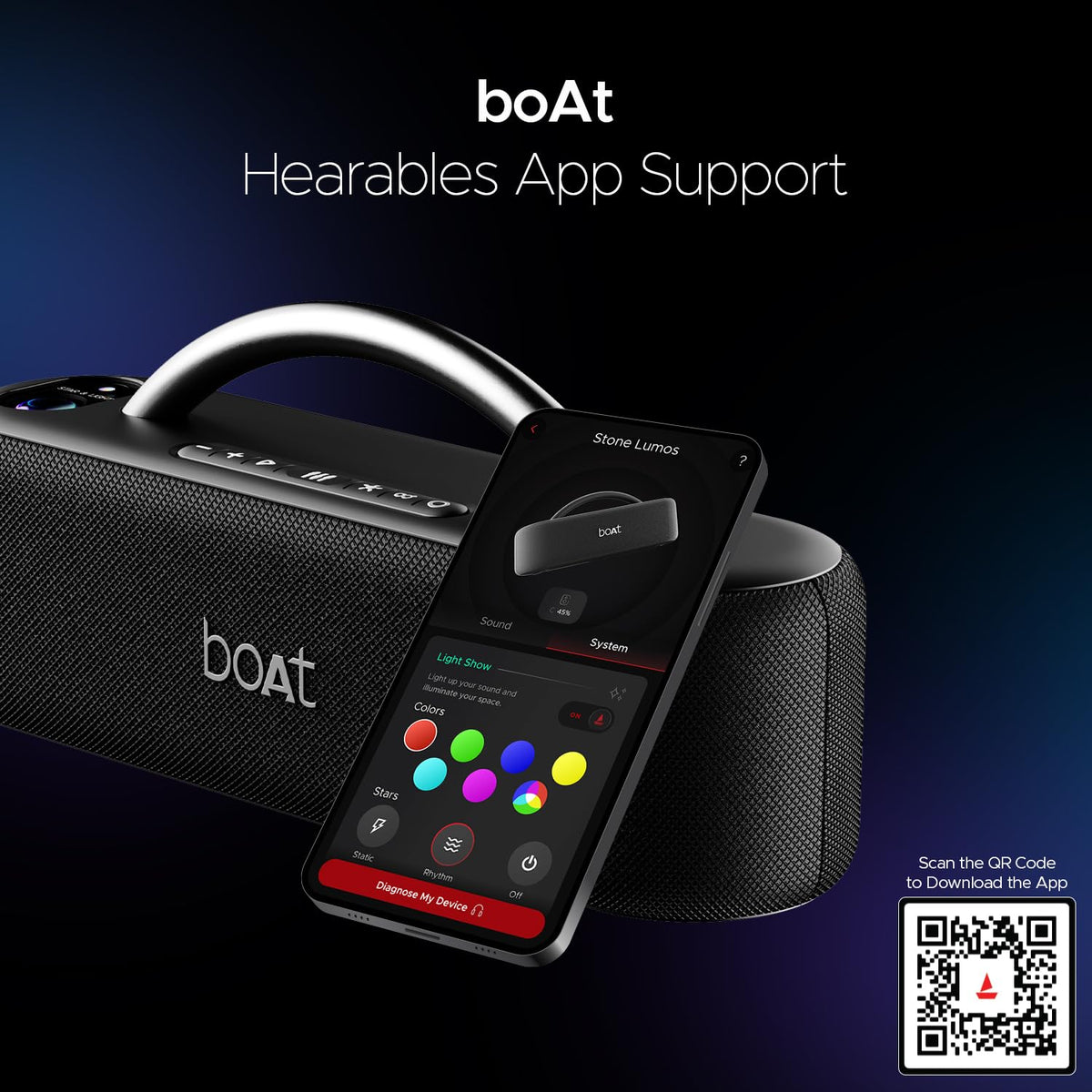 boAt Stone Lumos 60W Bluetooth Speaker w/ 7 LED Projection Modes, Hearables App Support, Dual EQs, Up to 9hrs of Playtime, TWS Feature, Built-in Mic, BT v5...