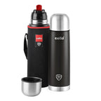 CELLO Duro Flip Stainless Steel Hot & Cold Flip Lid Flask with Jacket 1000 ml Black | Double Wall Vacuum Insulated Rust & Scratch Resistant Leakproof Thermosteel Flask Water Bottle For Office & Travel