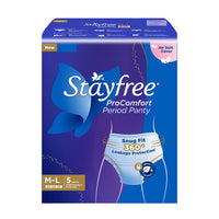 Stayfree ProComfort Period Panty for Women | Disposable Period Pants Pack of 5, M - L | Air Soft Cover | 360° Leakage Protection for Heavy Flow| Snug Fit | Odour Control