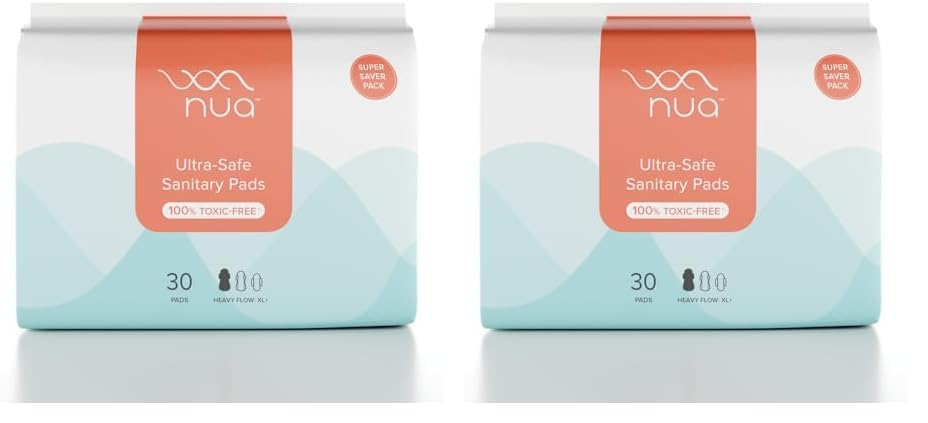 Nua Ultra Safe| 30 Heavy Flow -XL+ | SUPER SAVER PACK | Leakproof & Toxic Free Sanitary Pad (Pack of 60)