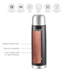 CELLO Duro Flip Stainless Steel Hot & Cold Flip Lid Flask with Jacket 1000 ml Black | Double Wall Vacuum Insulated Rust & Scratch Resistant Leakproof Thermosteel Flask Water Bottle For Office & Travel